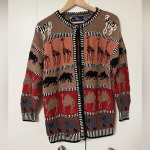 African Safari themed vintage cardigan